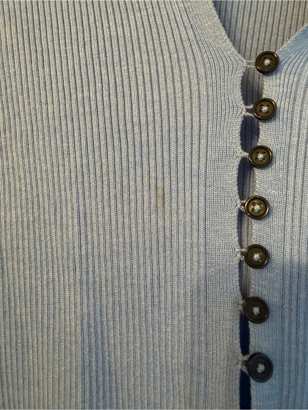 Zara Light Blue Ribbed Button-Front Collared Top - Picture 2 of 2
